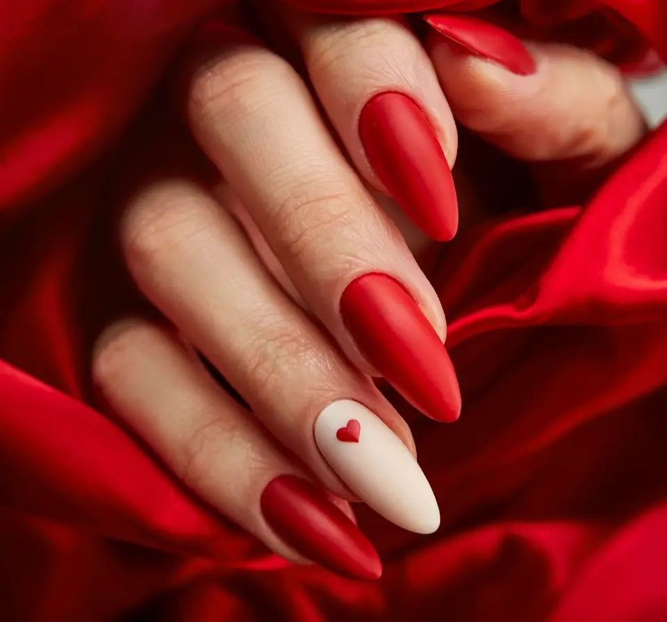 fall matte nails 2025 Scarlet Love Story