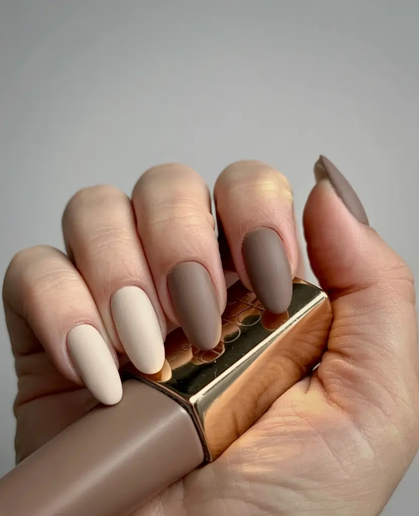 fall matte nails 2025 Cappuccino Gradient