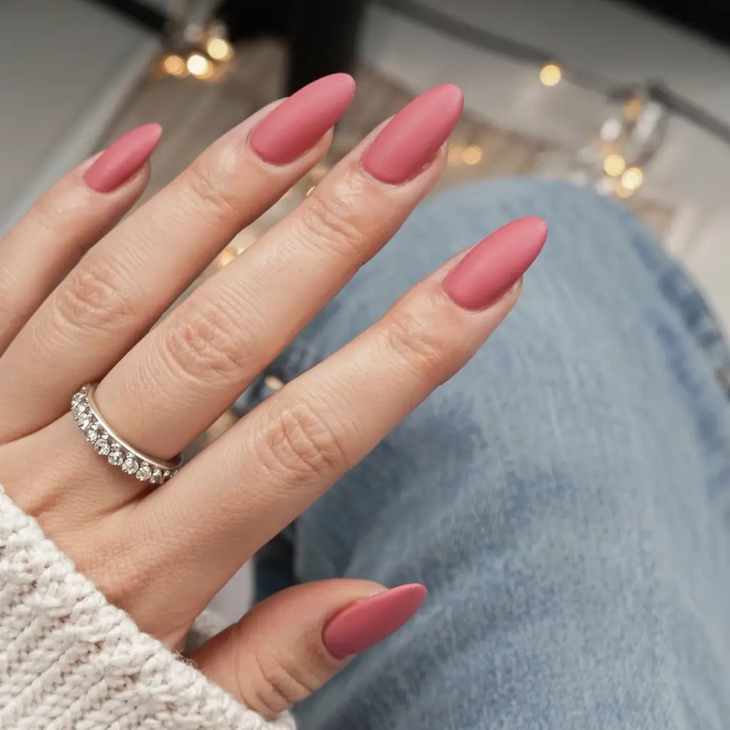 fall matte nails 2025 Dusty Rose Warmth