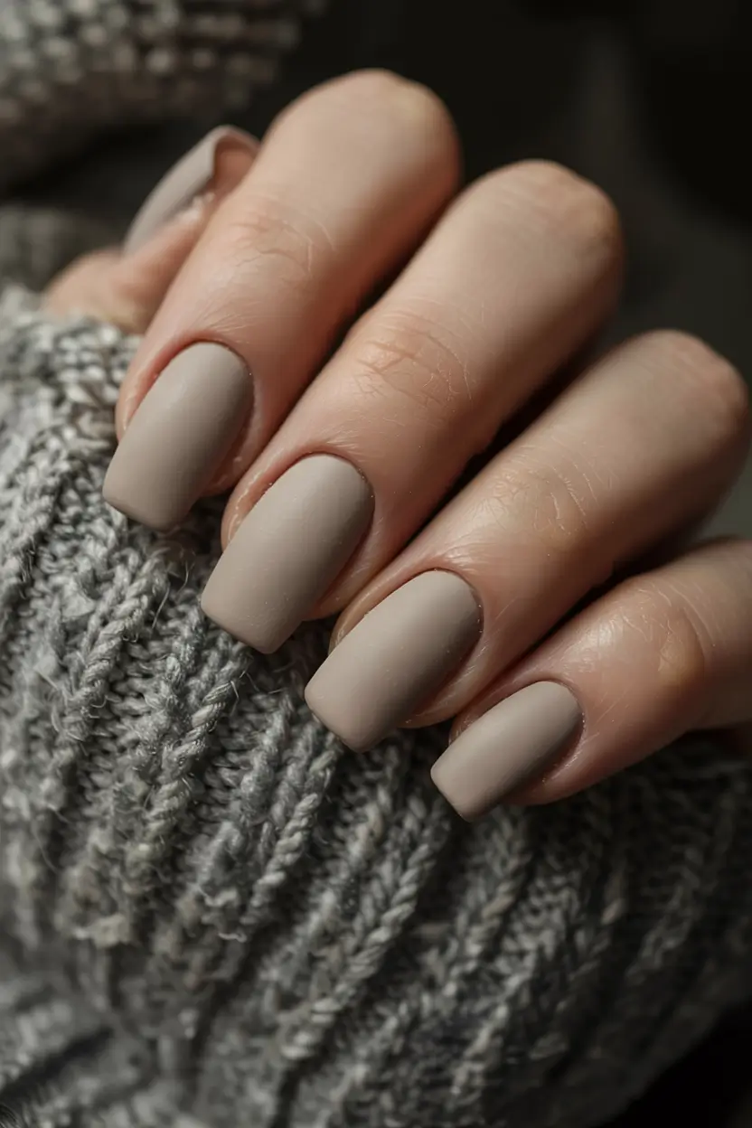 fall matte nails 2025 Cashmere Taupe Classic
