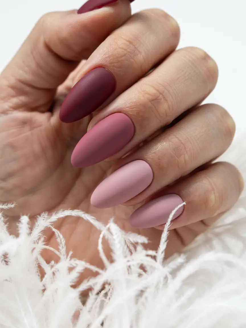 fall matte nails 2025 Berry-Toned Gradient
