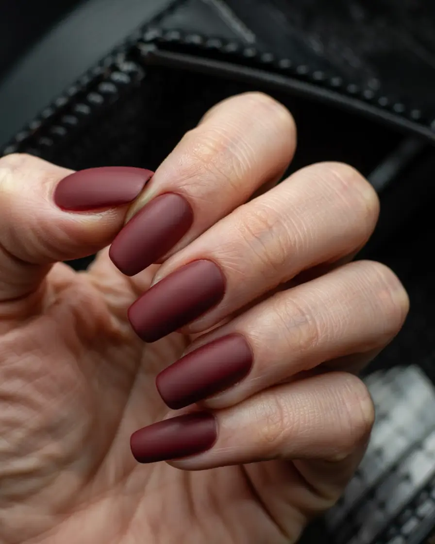 fall matte nails 2025 Smoky Mulberry Charm