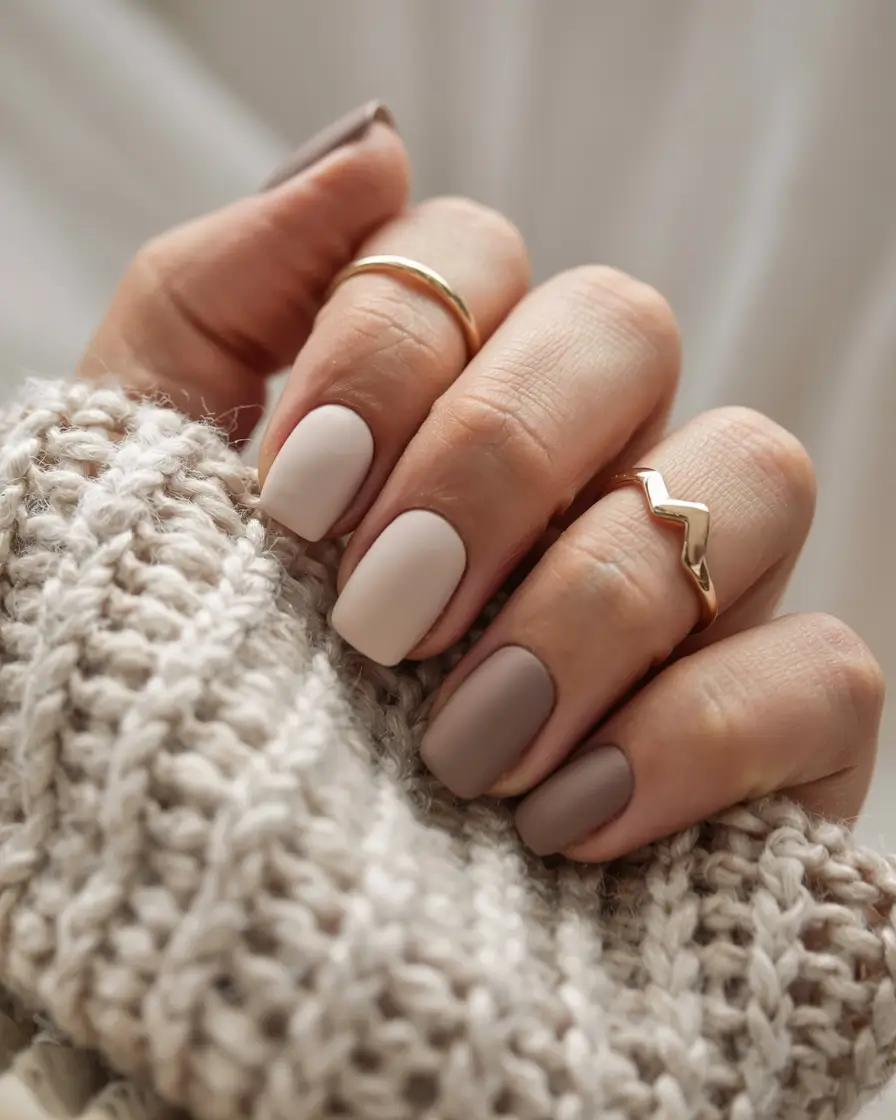 fall matte nails 2025 Cozy Knit Neutrals