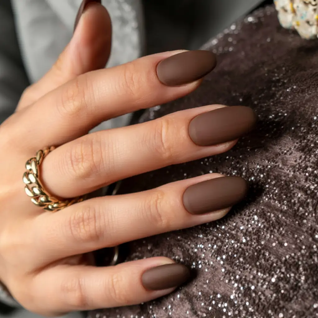 fall nail colors for brown skin 2025 Velvet Matte Mocha