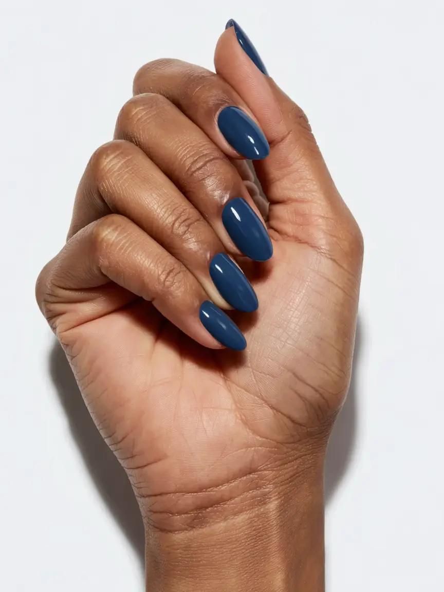 fall nail colors for brown skin 2025 Midnight Navy Sleek