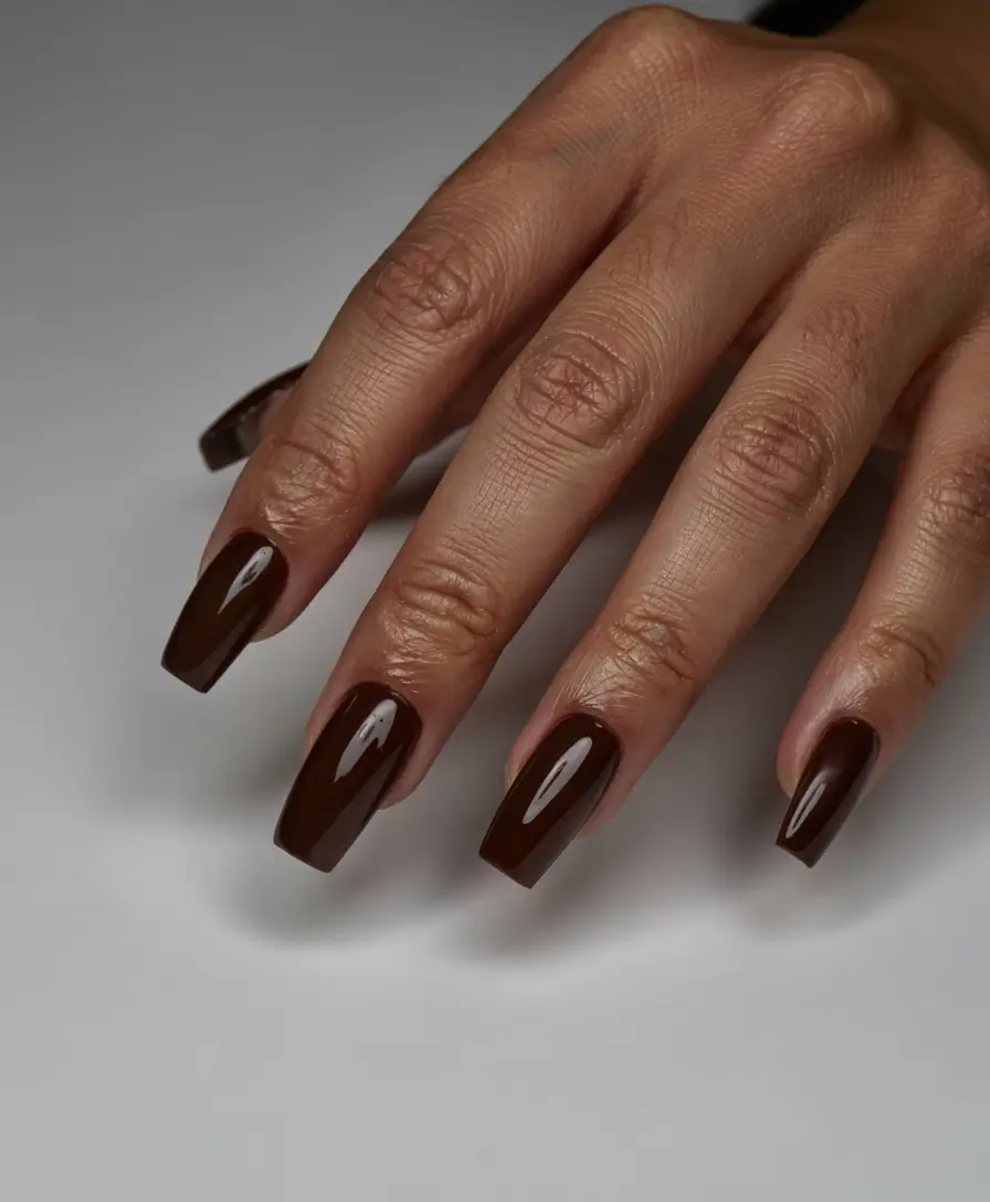 fall nail colors for brown skin 2025 Dark Chocolate Drama
