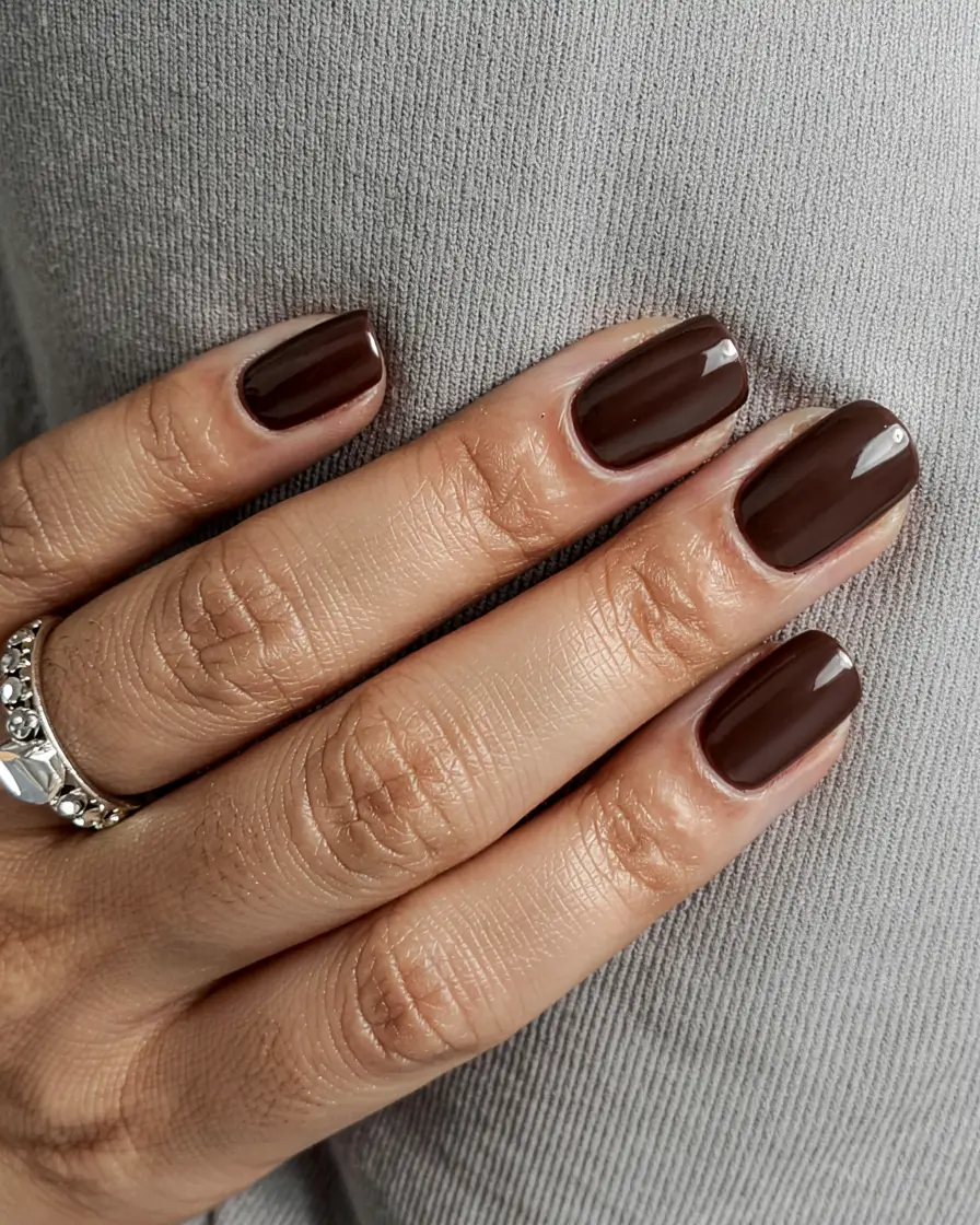 fall nail colors for brown skin 2025 Bittersweet Cocoa