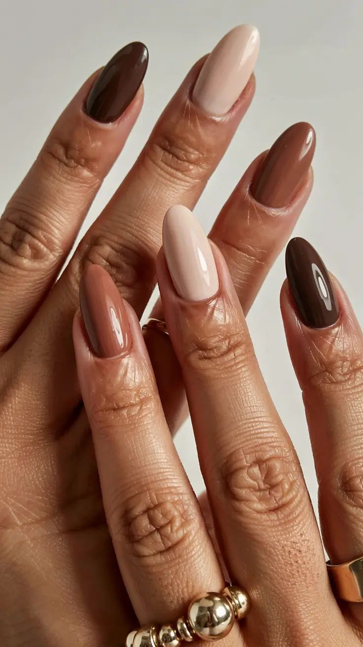 fall nail colors for brown skin 2025 Latte Gradient