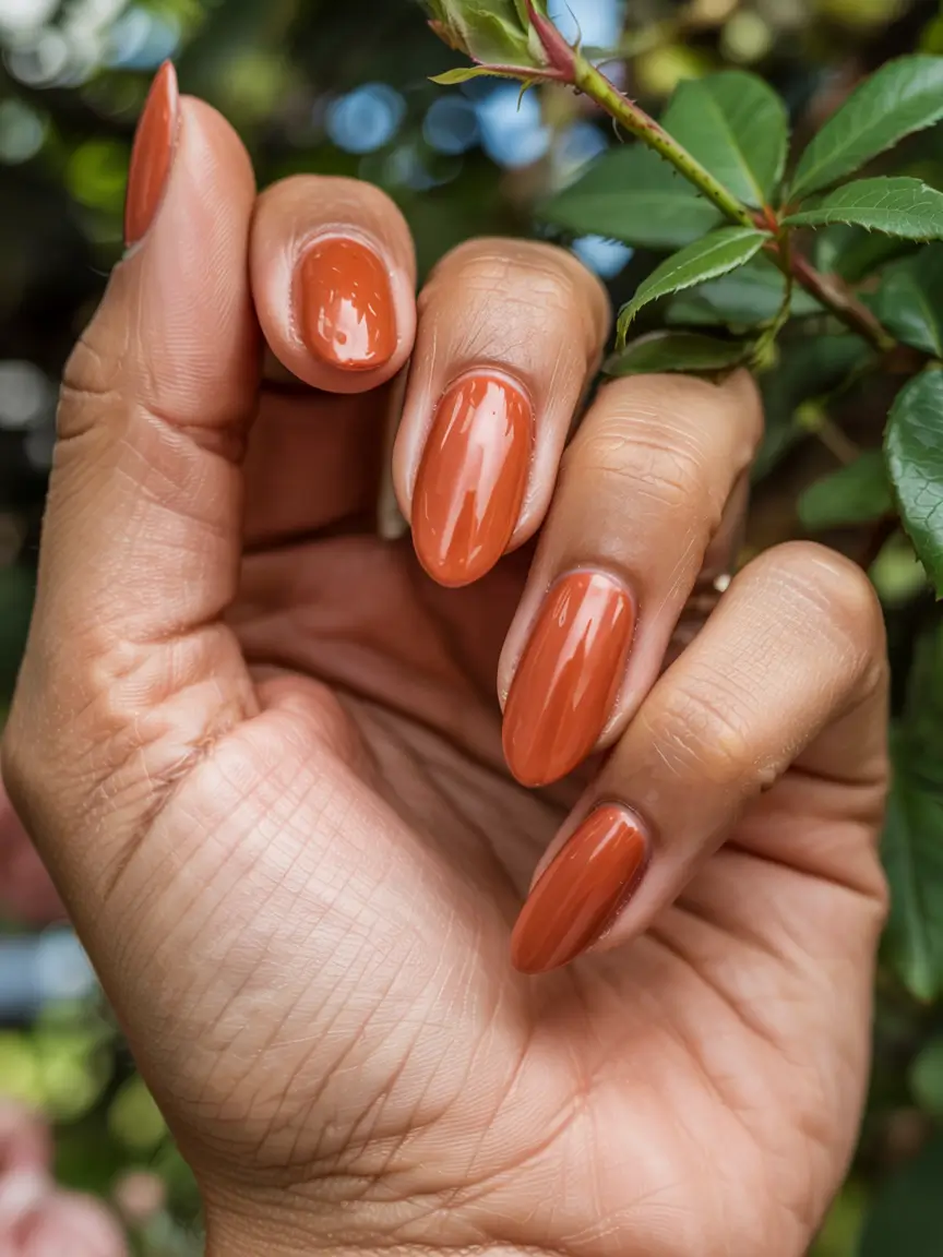 fall nail colors for brown skin 2025 Terracotta Warmth