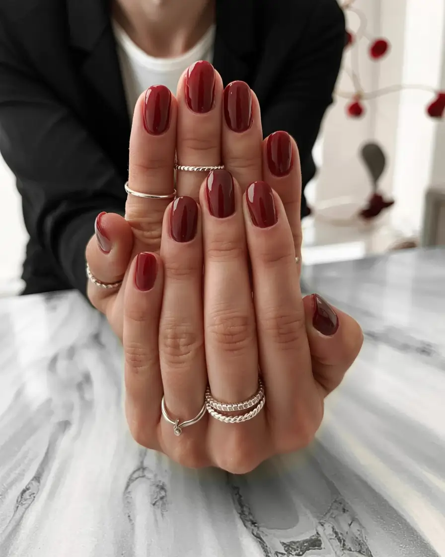 fall nail colors for brown skin 2025 Wine-Red Elegance
