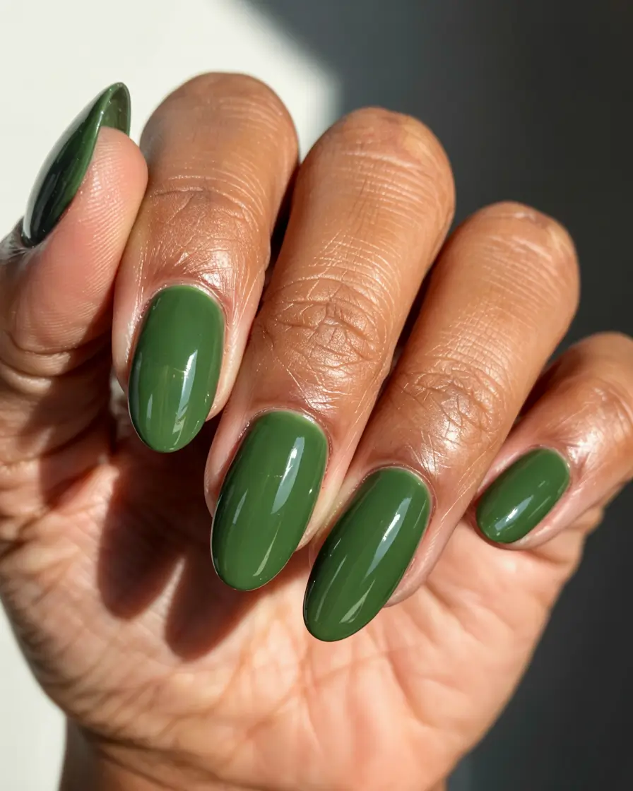 fall nail colors for dark skin 2025 Forest Green Modernity