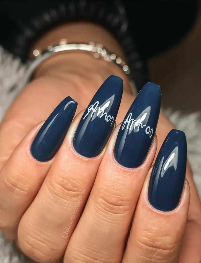 fall nail colors for dark skin 2025 Midnight Navy Mystery