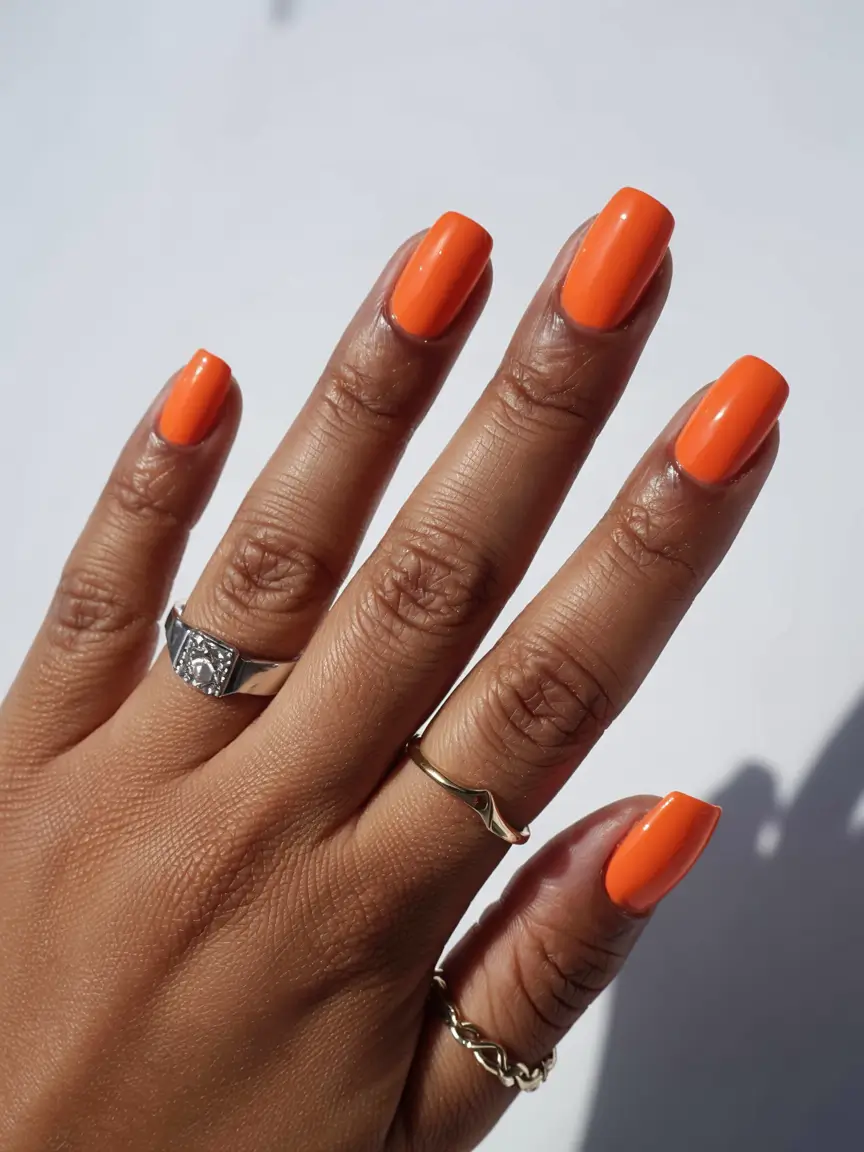 fall nail colors for dark skin 2025 Pumpkin Spice Pop