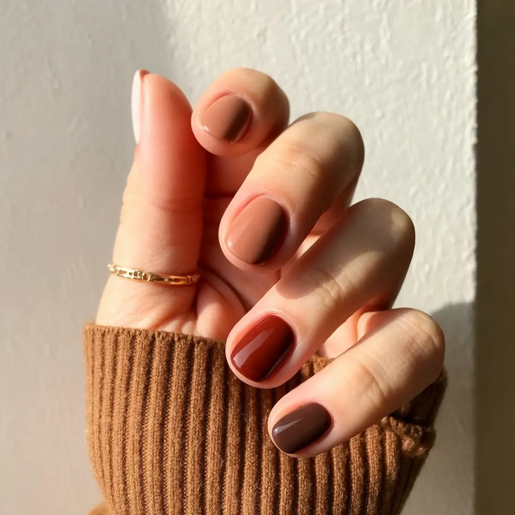 fall nail colors for fair skin 2025 Caramel Mocha Gradient
