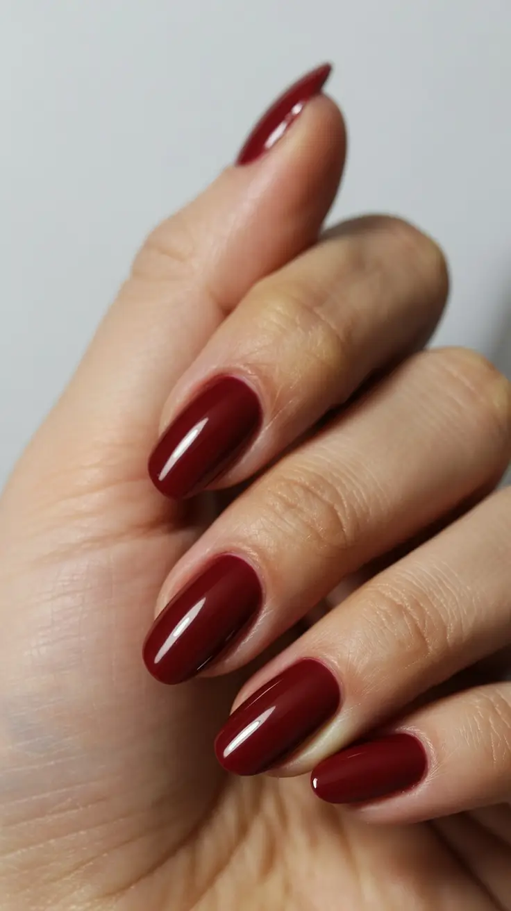 fall nail colors for fair skin 2025 Deep Mulberry Red