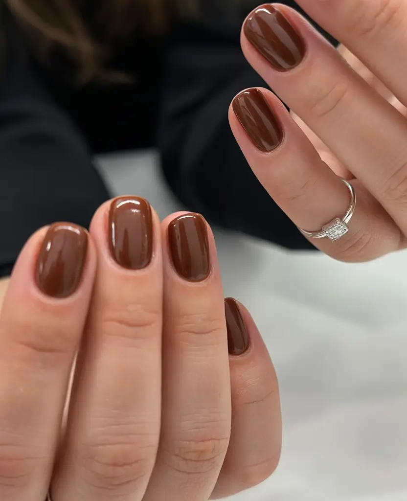 fall nail colors for fair skin 2025 Mocha Leather Gloss