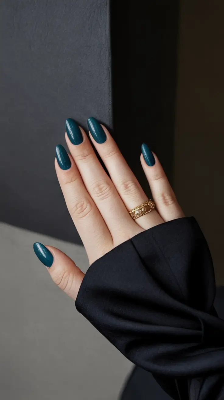 fall nail colors for fair skin 2025 Teal Midnight Luxe