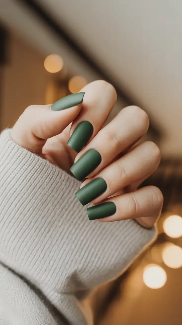 fall nail colors for fair skin 2025 Forest Matte Elegance