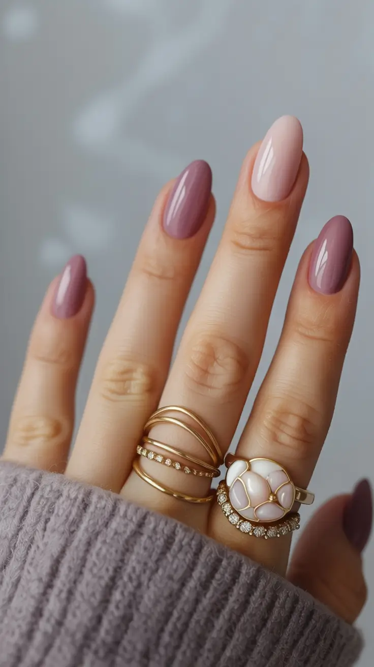 fall nail colors for fair skin 2025 Dusty Mauve & Soft Blush Duo