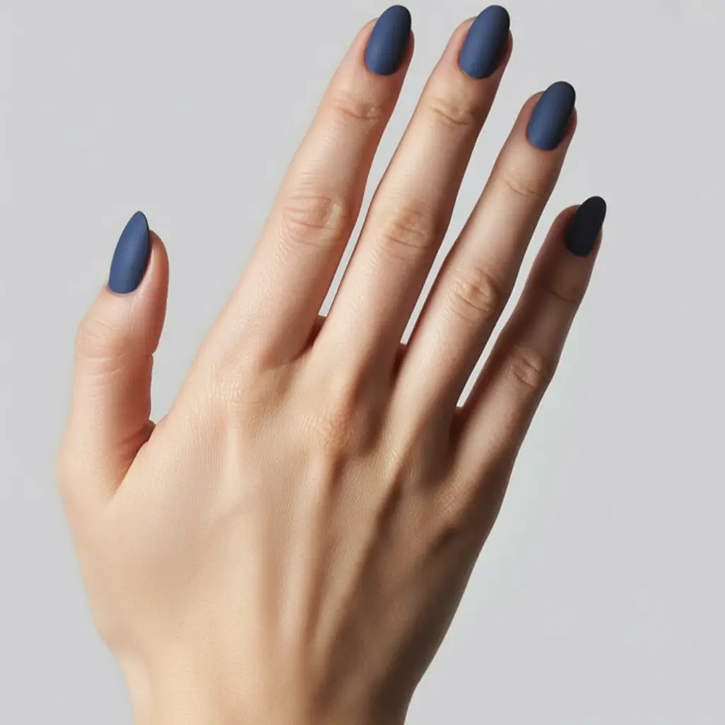 fall nail colors for fair skin 2025 Matte Indigo Minimalism