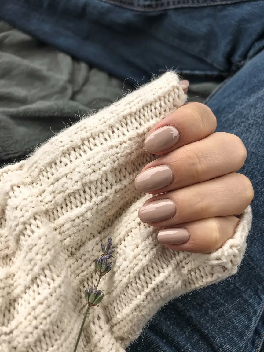 fall nail colors for medium skin 2025 Cozy Taupe Knit