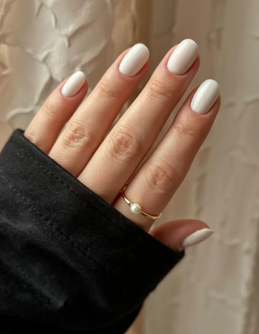 fall nail colors for medium skin 2025 Winter White Chic