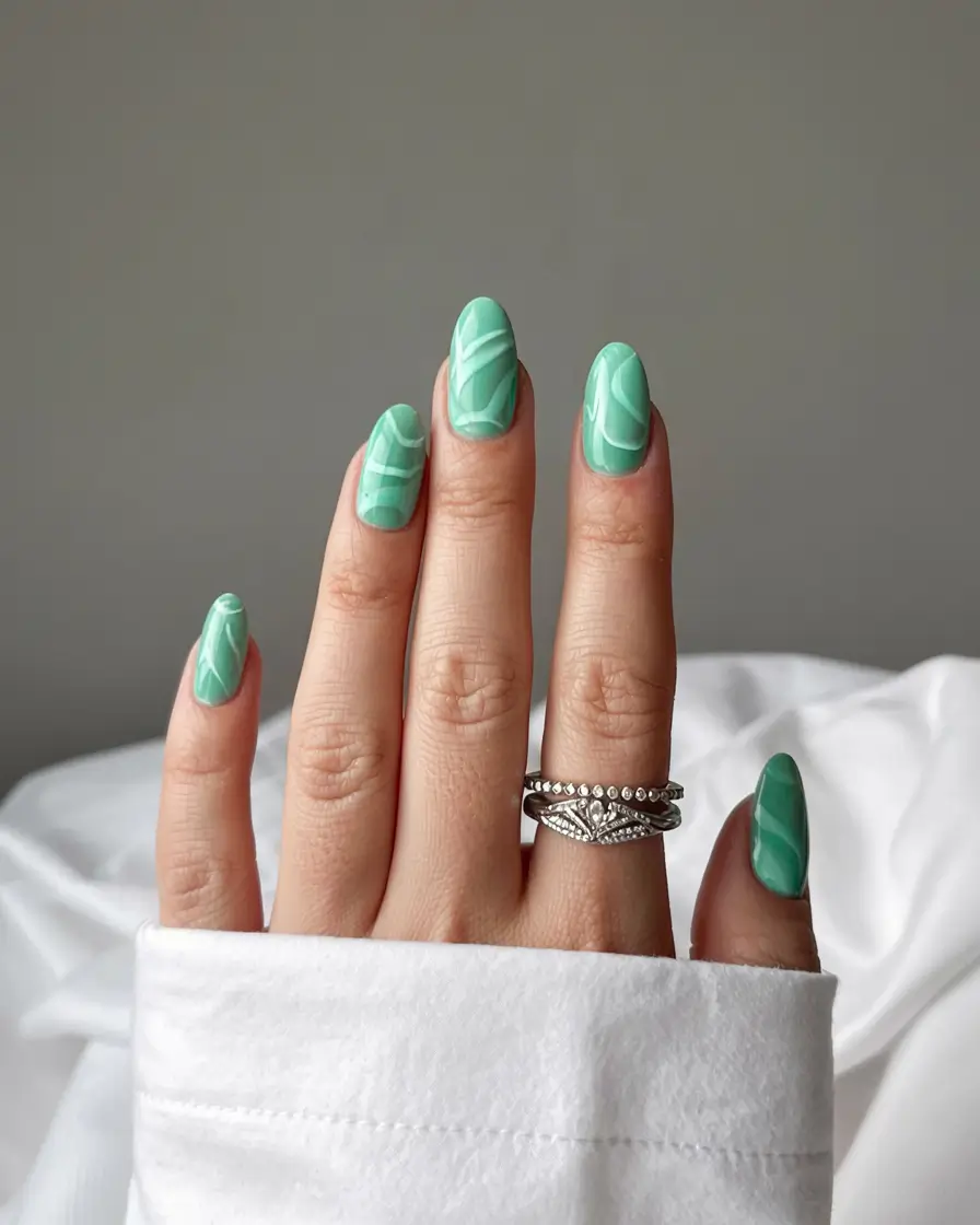 fall nail colors for medium skin 2025 Mint Marble Energy