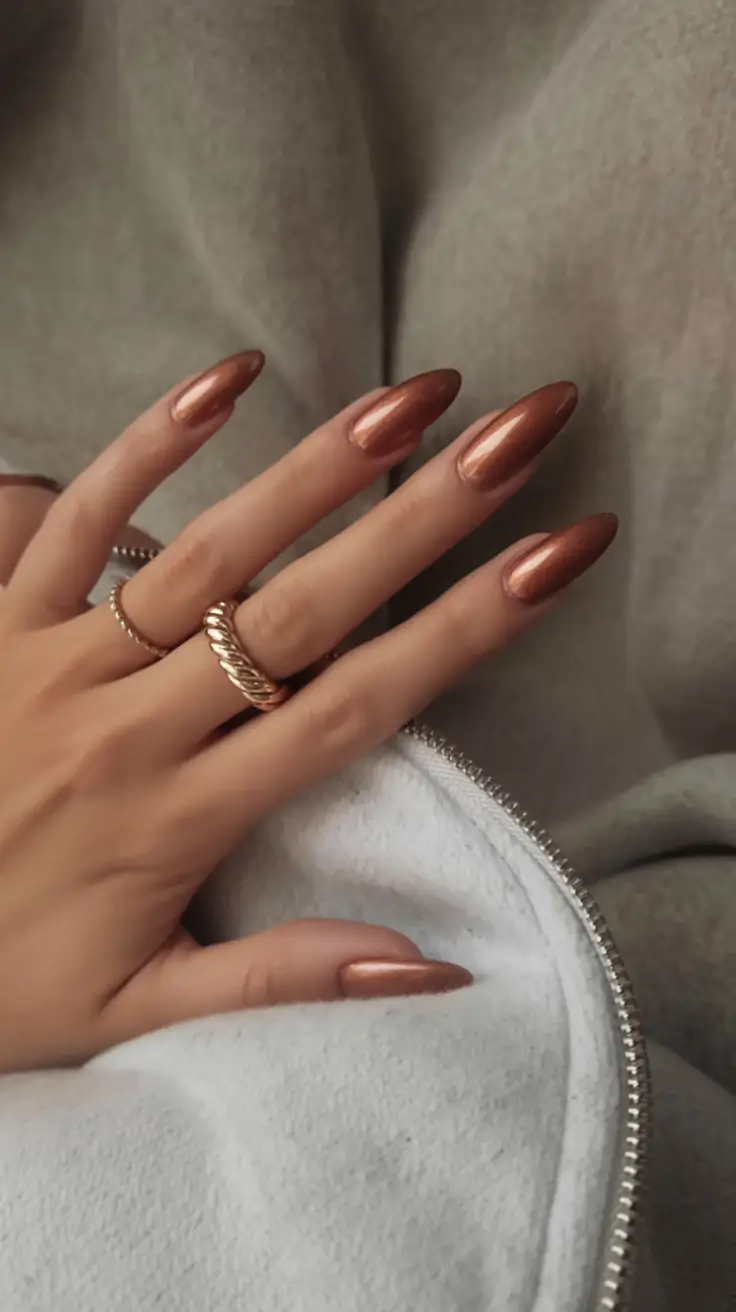 fall nail colors for medium skin 2025 Molten Bronze Drama