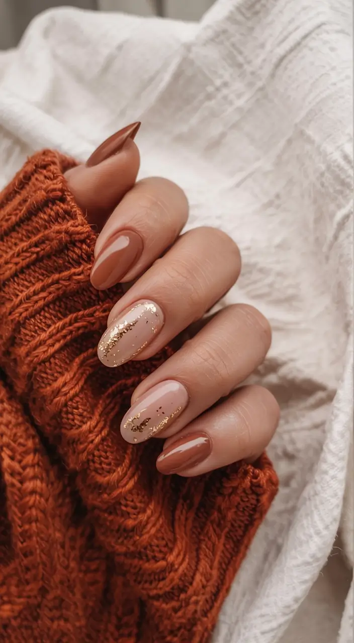 fall nail designs 2025 Copper-Glazed Neutrals
