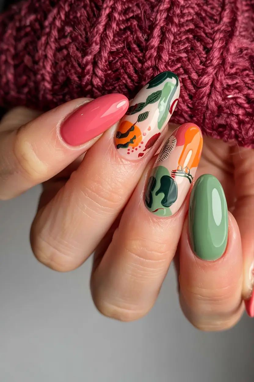 fall nail designs 2025 Playful Autumn Palette