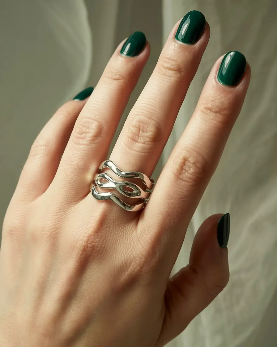 fall nails 2025 color trends Emerald Minimalism