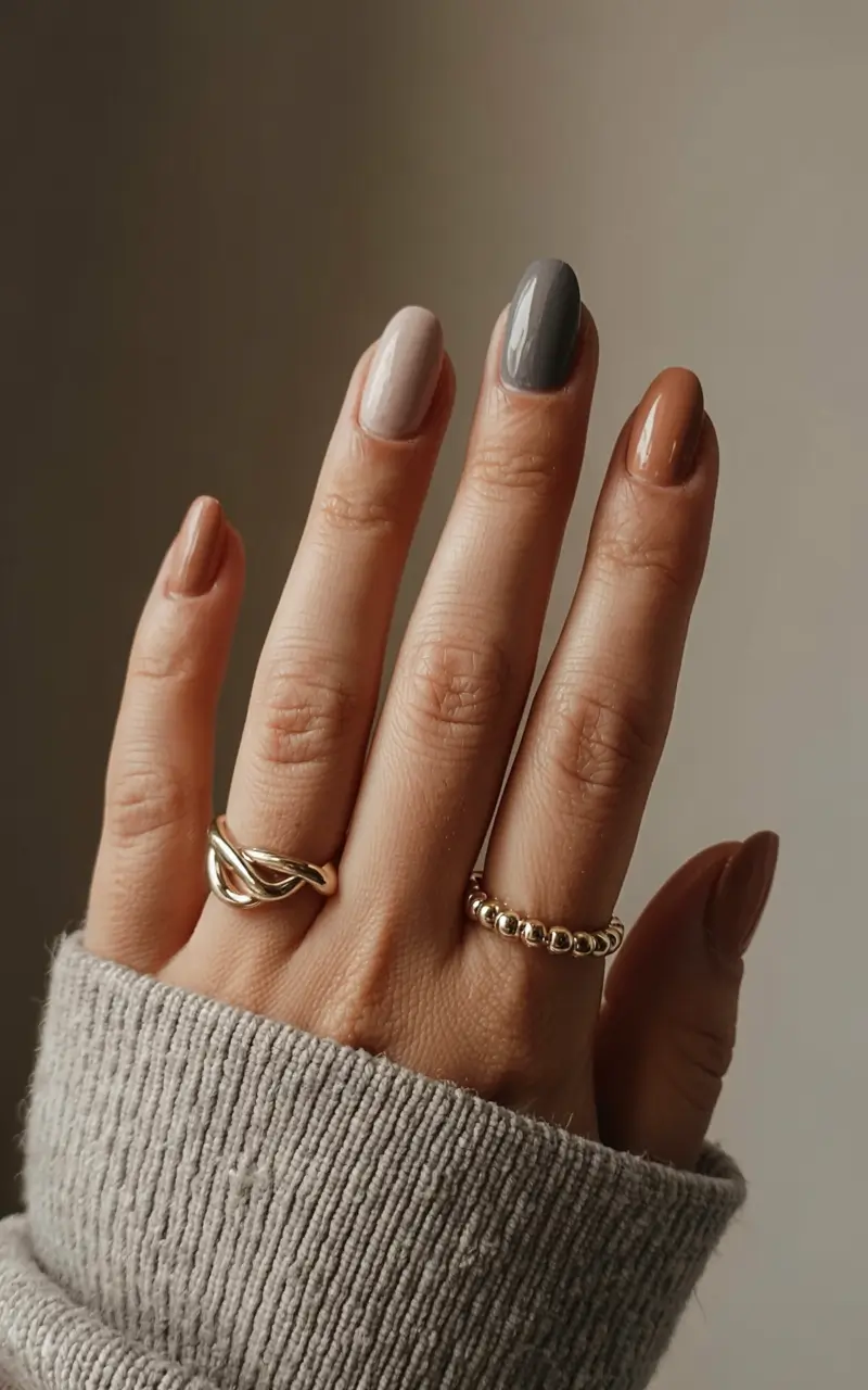 fall nails 2025 color trends Warm Taupe Gradient