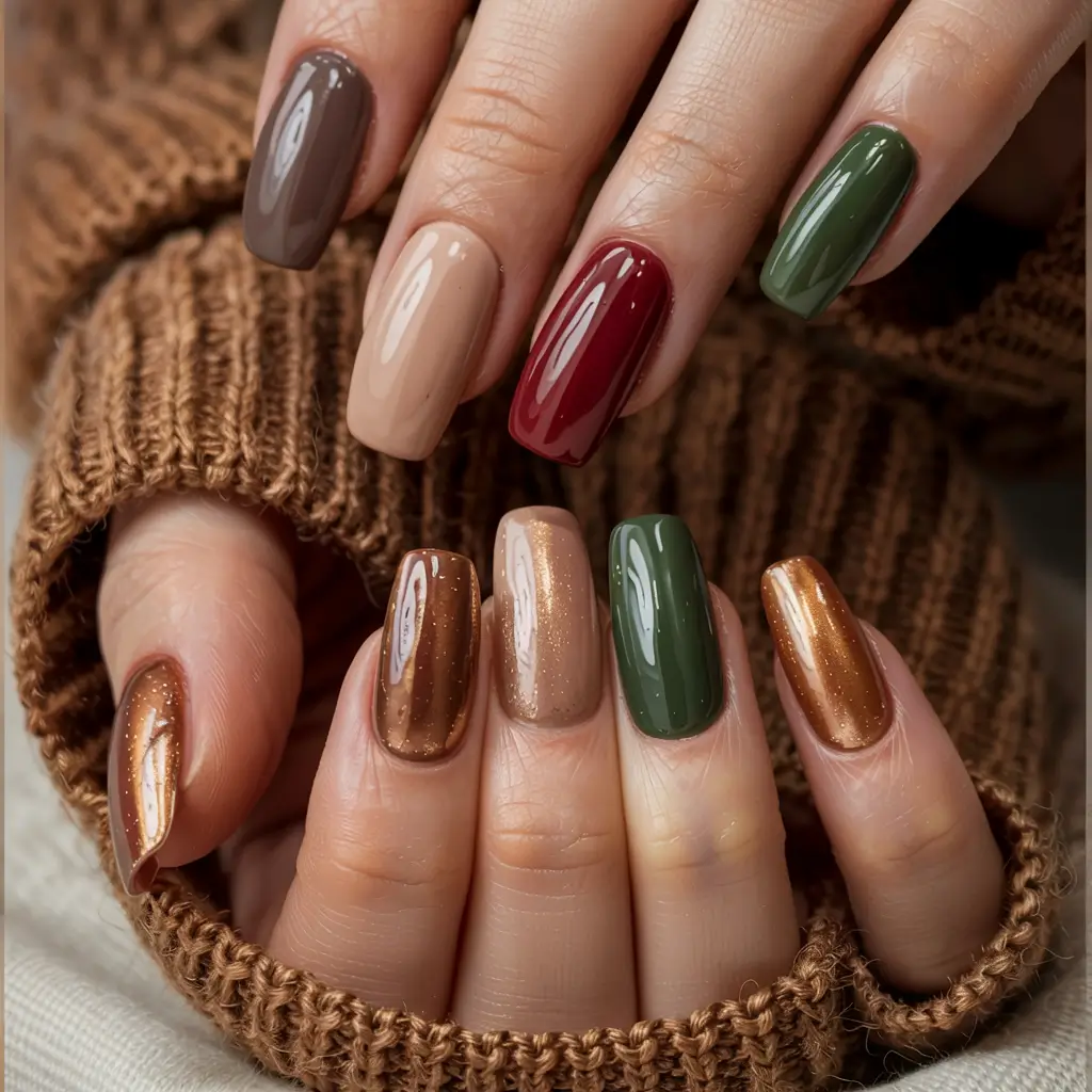 fall nails 2025 color trends Autumn Palette Mix