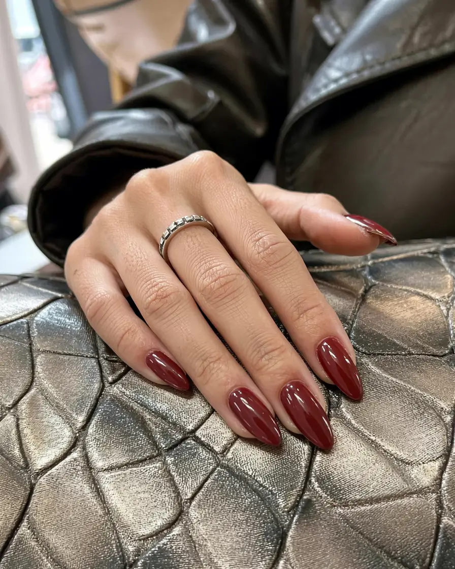 fall nails 2025 color trends Vampy Almond Red