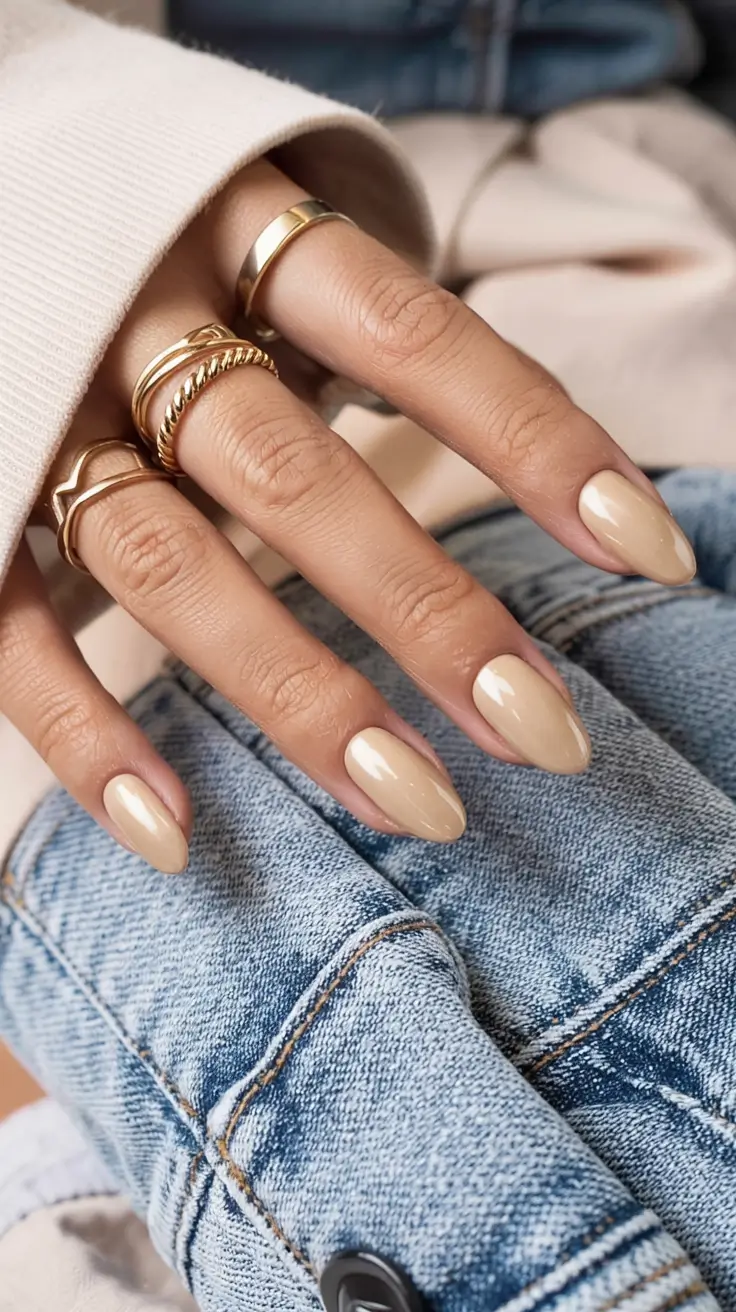 fall nails 2025 color trends Buttery Almond Nude