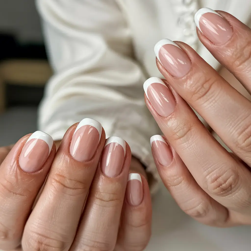 fall nails oval shape 2025 Curved French with a Retro Twist