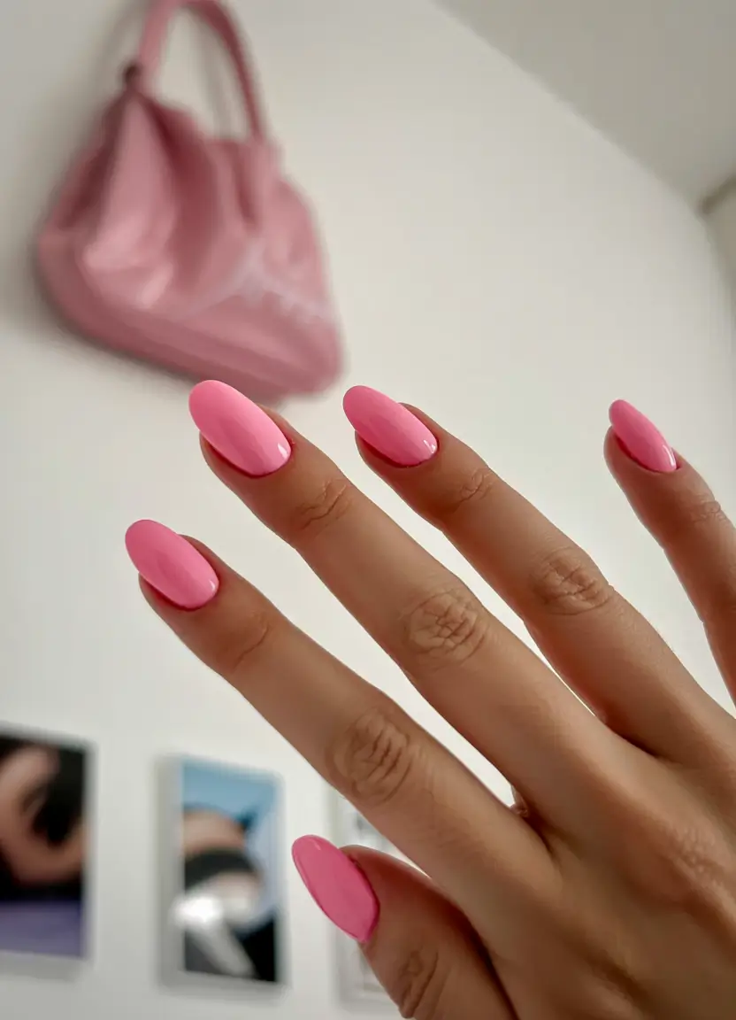 fall nails oval shape 2025 Barbiecore Popsicle Pink