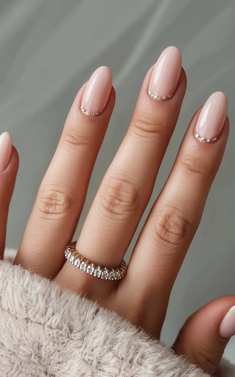 fall nails oval shape 2025 Minimal Gem Cuticles