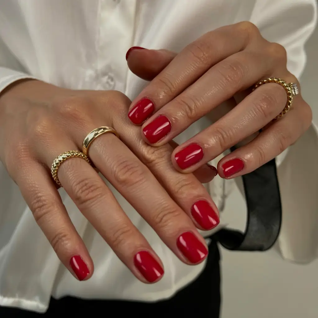 fall nails oval shape 2025 Red Shift Power Short