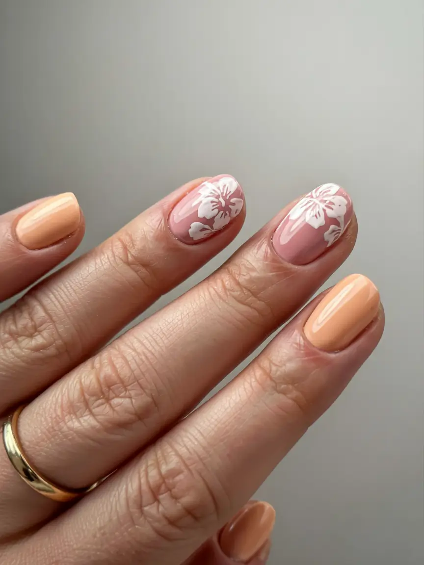 fall nails oval shape 2025 Apricot Bloom