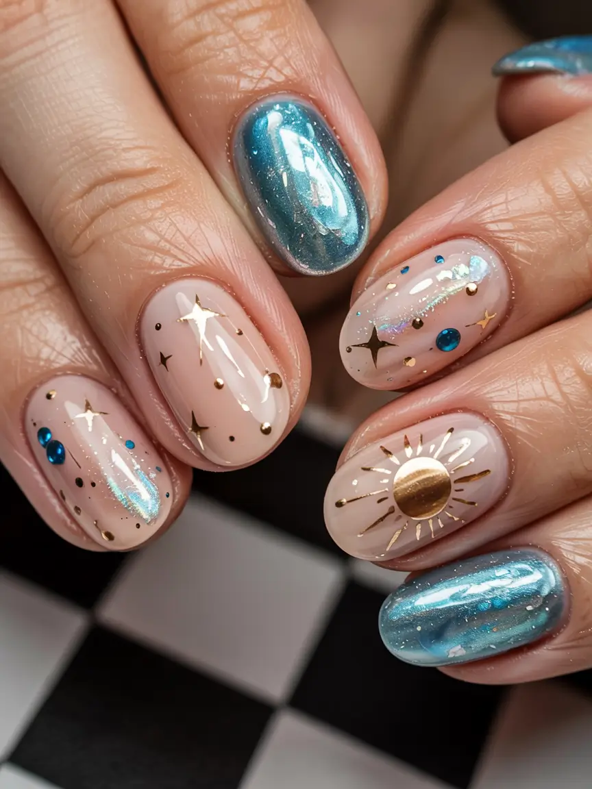 fall nails oval shape 2025 Celestial Nails That Channel Magic