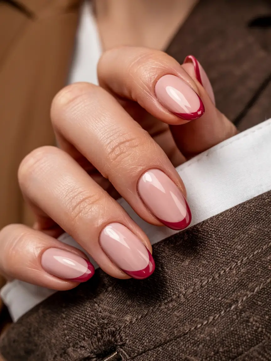 fall nails oval shape 2025 Wine-Tipped Chic