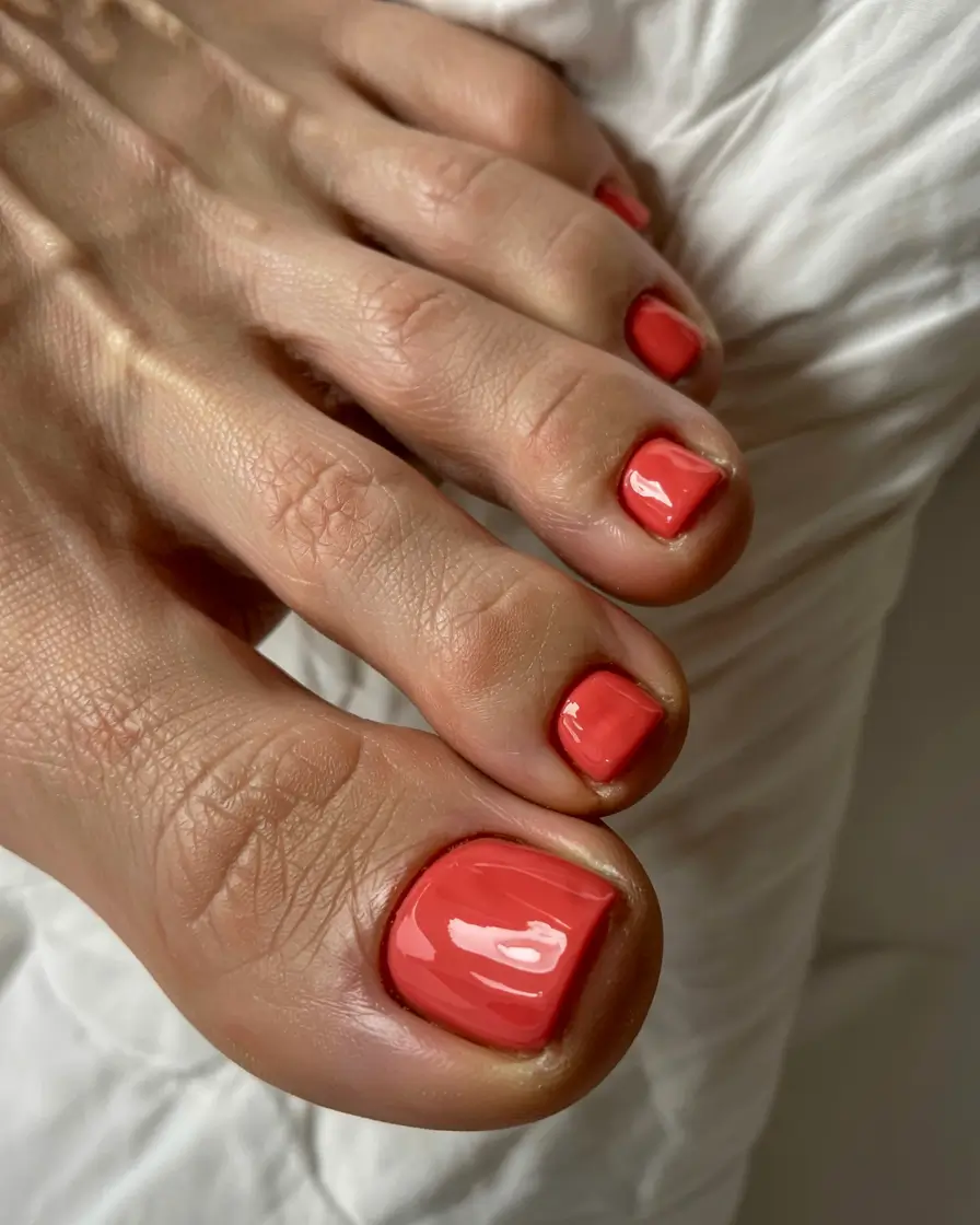 fall pedicure colors 2025 Spiced Coral