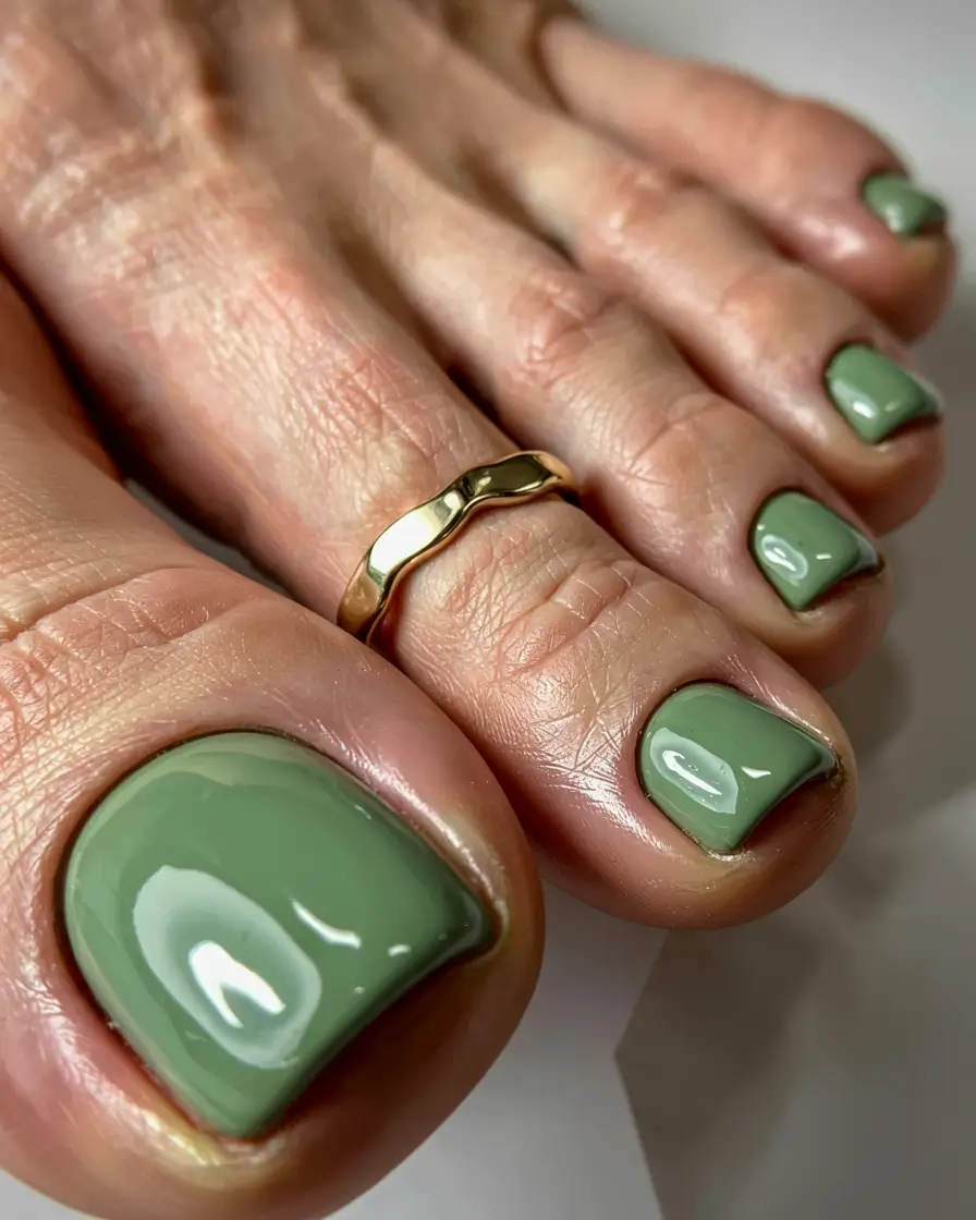 fall pedicure colors 2025 Mossy Sage Whisper