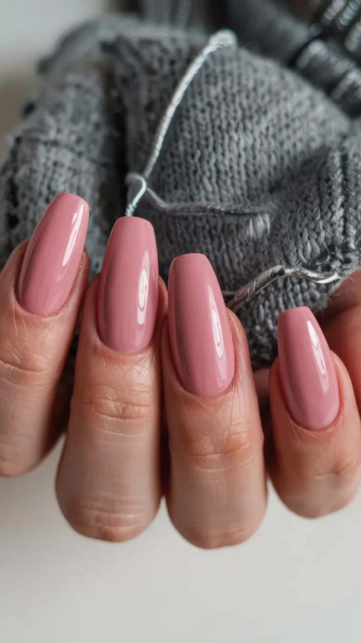 fall pink nail colors ideas 2025 Dusty Rose Drama