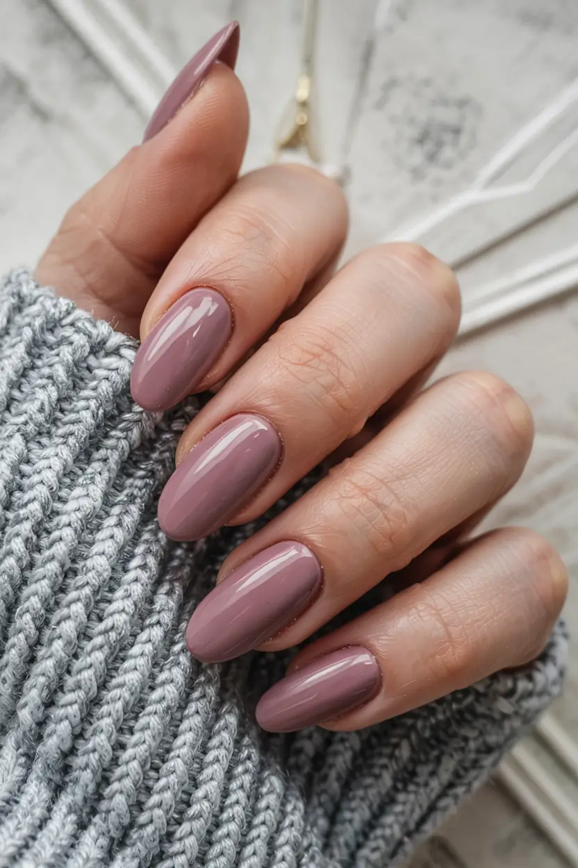 fall pink nail colors ideas 2025 Misty Mauve Comfort