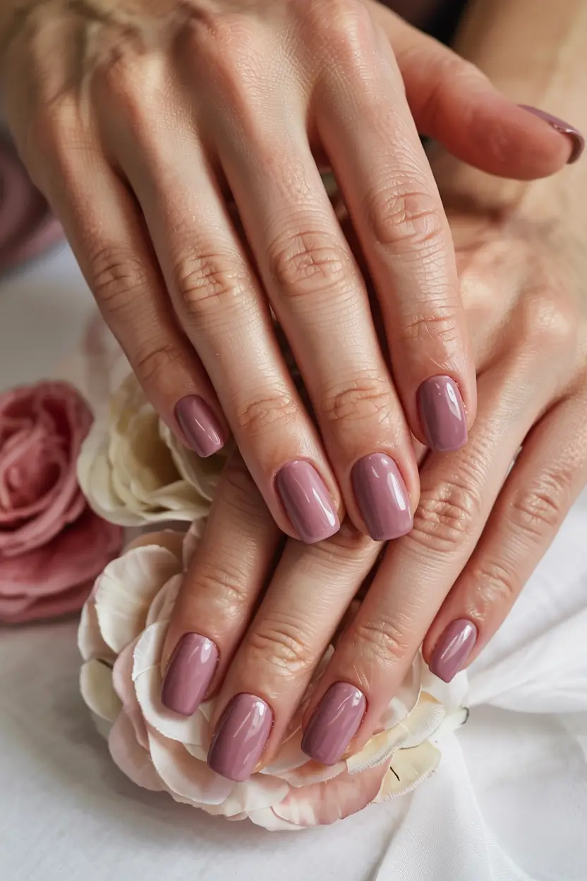 fall pink nail colors ideas 2025 Soft Plum Whisper