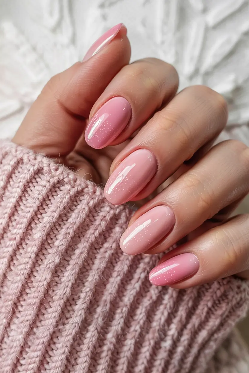 fall pink nail colors ideas 2025 Sparkling Pink Fade