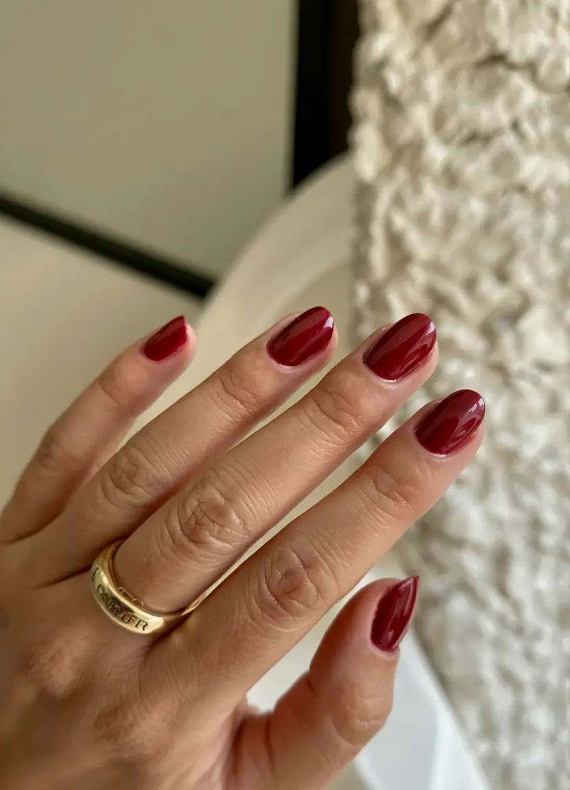 fall pink nail colors ideas 2025 Cranberry Red Elegance