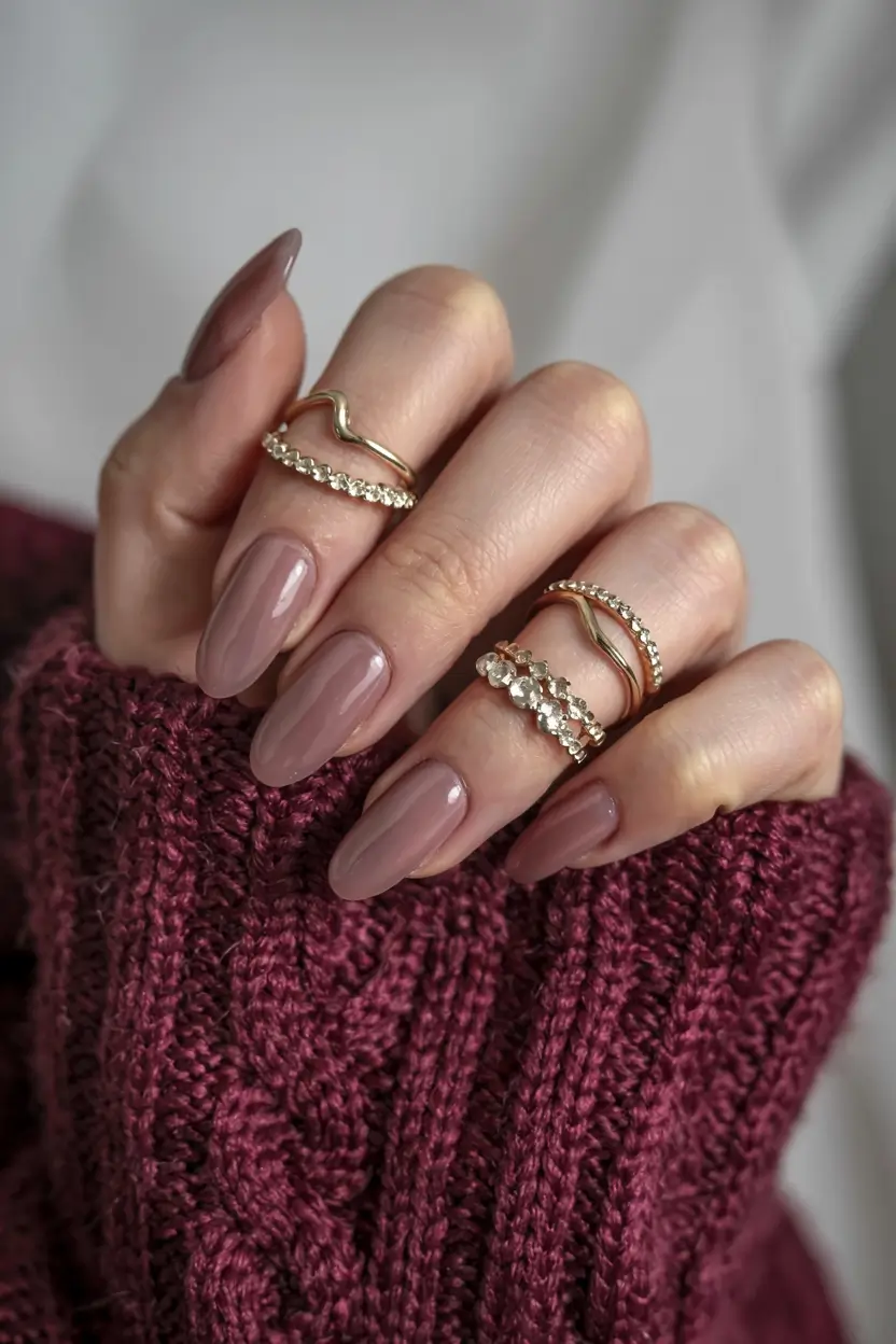 fall pink nail colors ideas 2025 Taupe-Pink Sophistication